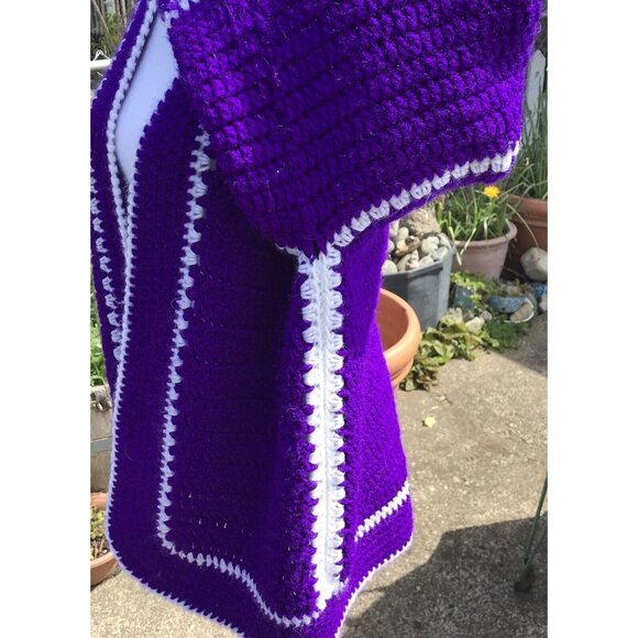 Vtg Crochet Jacket Handmade Granny Sq Cardigan Coatigan CottageCore Boho OOAK - Picture 4 of 16